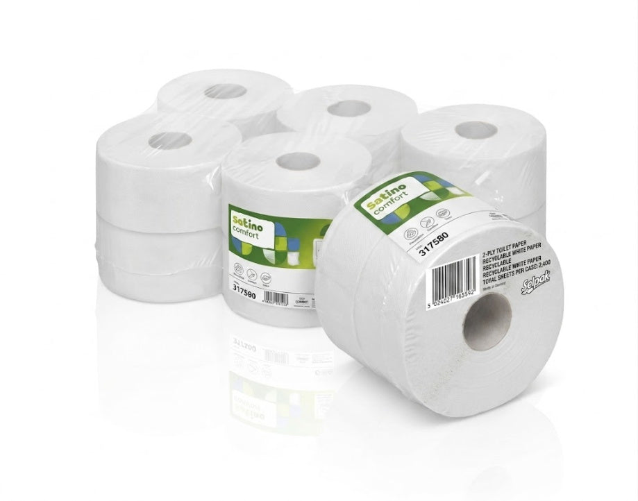 Satino Comfort 180m Centrefeed Toilet Rolls 2-Ply Eco CF2 (12 Rolls)