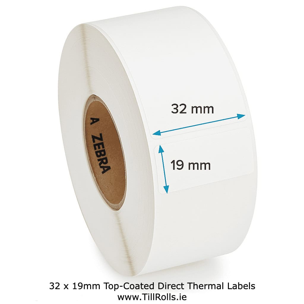 32x19mm Zebra Thermal Labels - Adhesive Labeling Roll