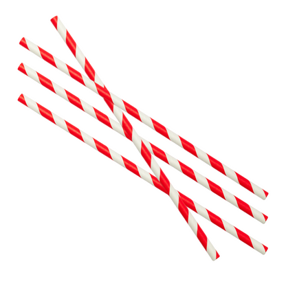 Red & White 3ply Paper Straws 197x6mm | 3 ply Paper Straws | 