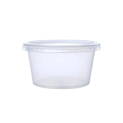 Clear 4oz PP Clear Portion Pot (PP3) with lid on a white background