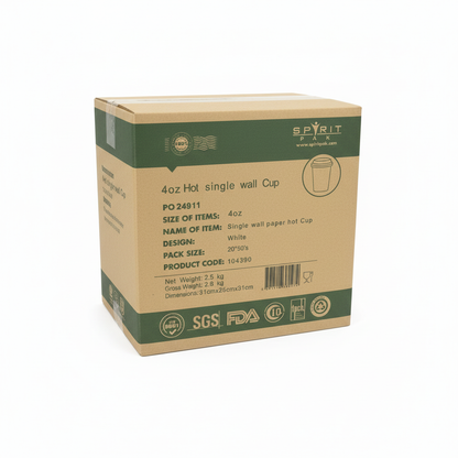 4oz Single Wall Cup Box – White Background