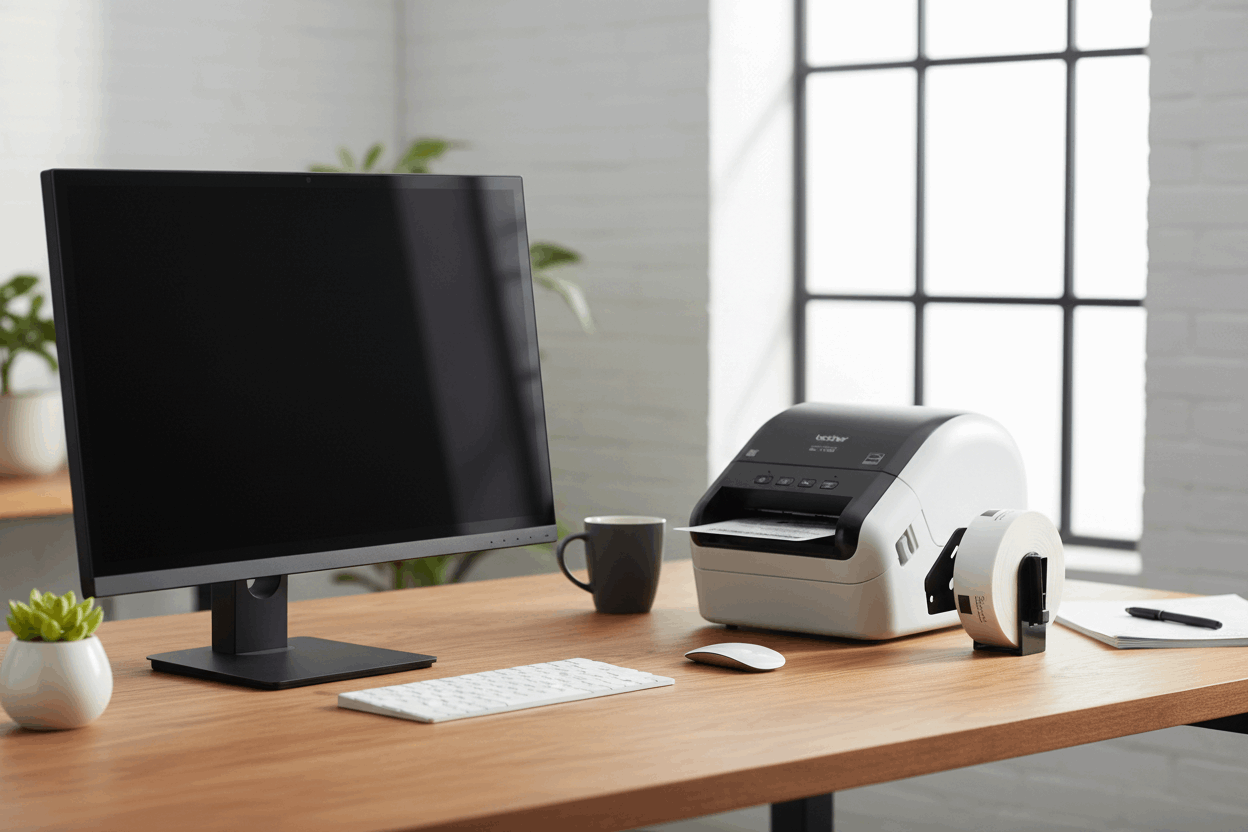 Brother QL Printer Office Desk Setup