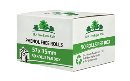 57x35mm Phenol Free Credit Card Rolls | BPA-Free PDQ Thermal Paper