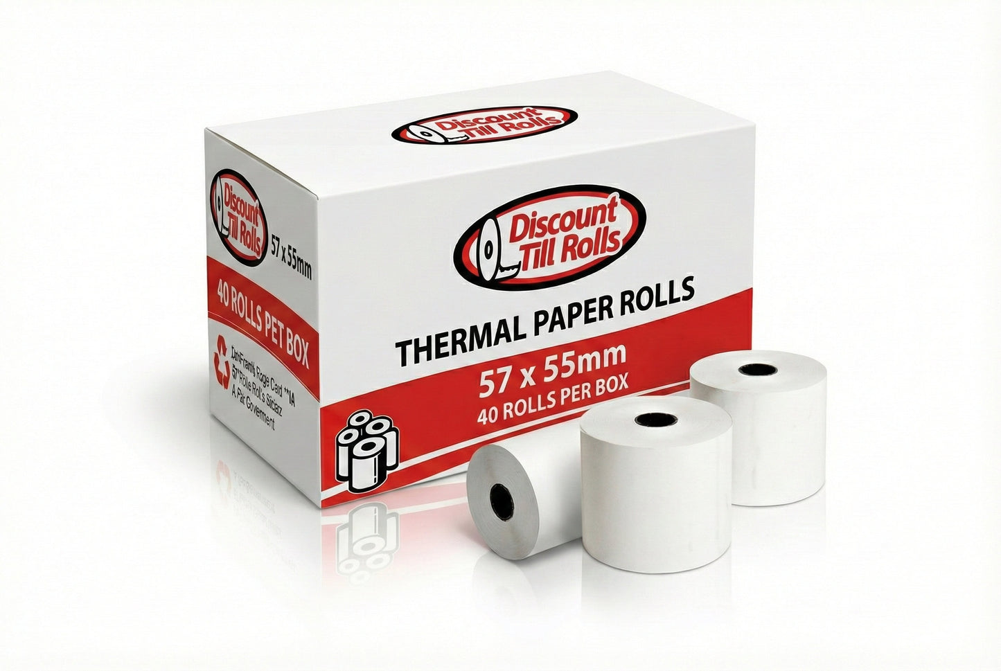 57x55mm BPA-Free Thermal Till Rolls | Box of 40 | Ireland