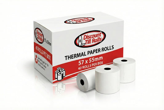 57x55mm BPA-Free Thermal Till Rolls | Box of 40 | Ireland