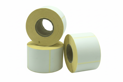 57x70mm Thermal label rolls on white background