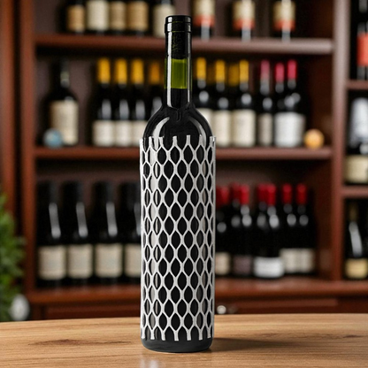 Glass bottles protected with mesh bottle sleeves