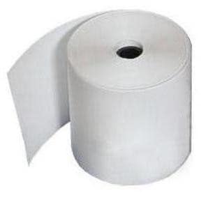 Roll of 76mm White Wet Strength Laundry roll on a white background