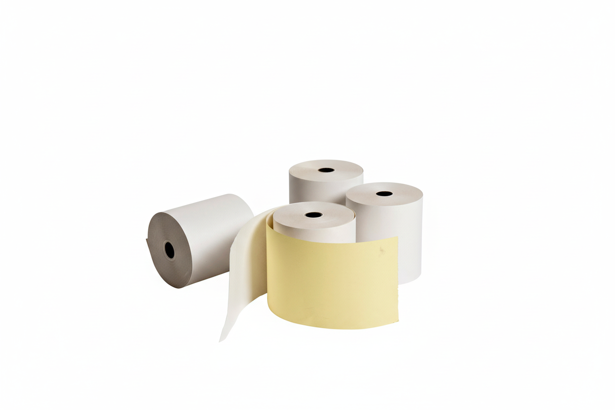 76x70mm 2-ply white yellow till rolls cropped product image