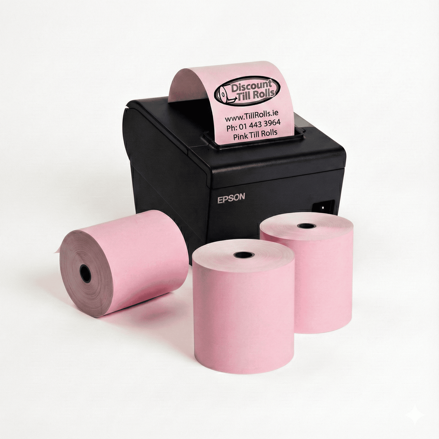 80mm Pink Thermal Till Rolls | 80x70mm Branded Receipt Paper | 20 Roll Box | Ireland