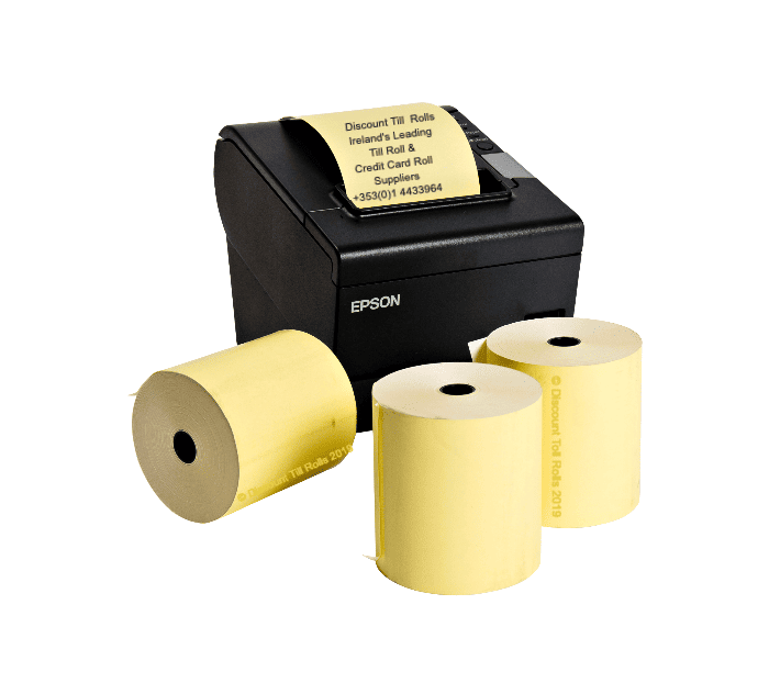80mm Yellow Thermal Till Rolls | 80x70mm High-Visibility Receipt Paper | 20 Roll Box | Ireland