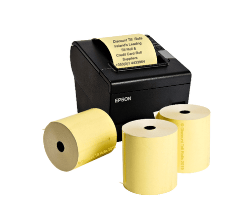 80mm Yellow Thermal Till Rolls | 80x70mm High-Visibility Receipt Paper | 20 Roll Box | Ireland