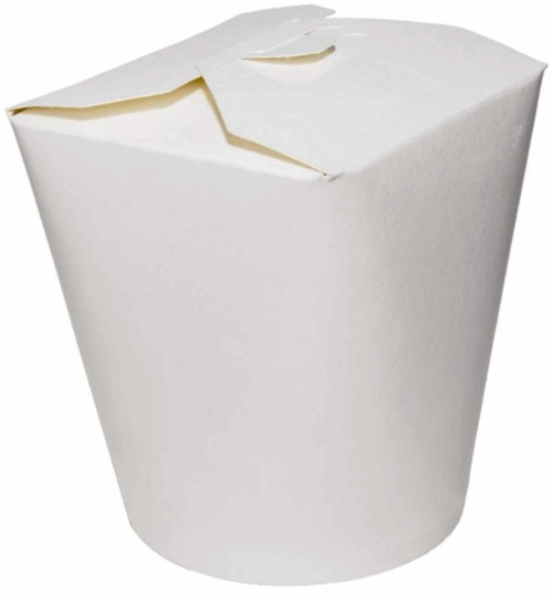 Closed White Noodle box on a white background