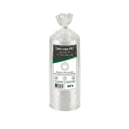 95mm rPET Flat Lid with Straw Slot | Fits 12oz & 16oz Juice Cups | Case of 1,000