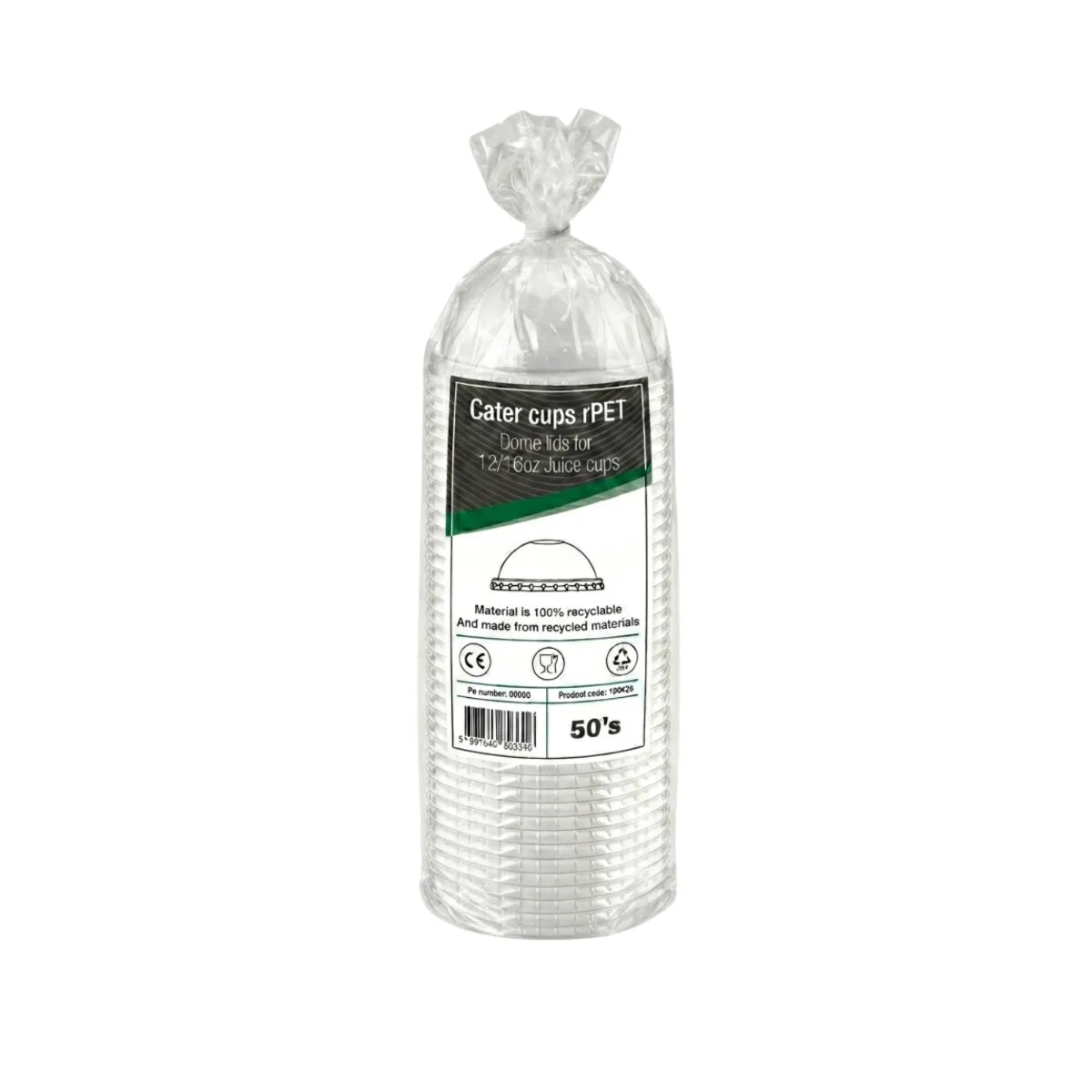 95mm rPET Dome Lid with Straw Slot (JC4) — Case of 1000