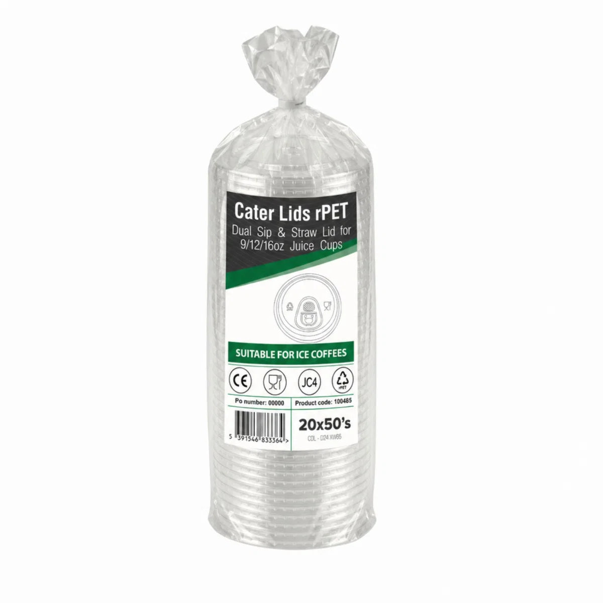 95mm Dual Sip & Straw Lid | One Lid for Iced Coffee and Smoothies | Case of 1,000
