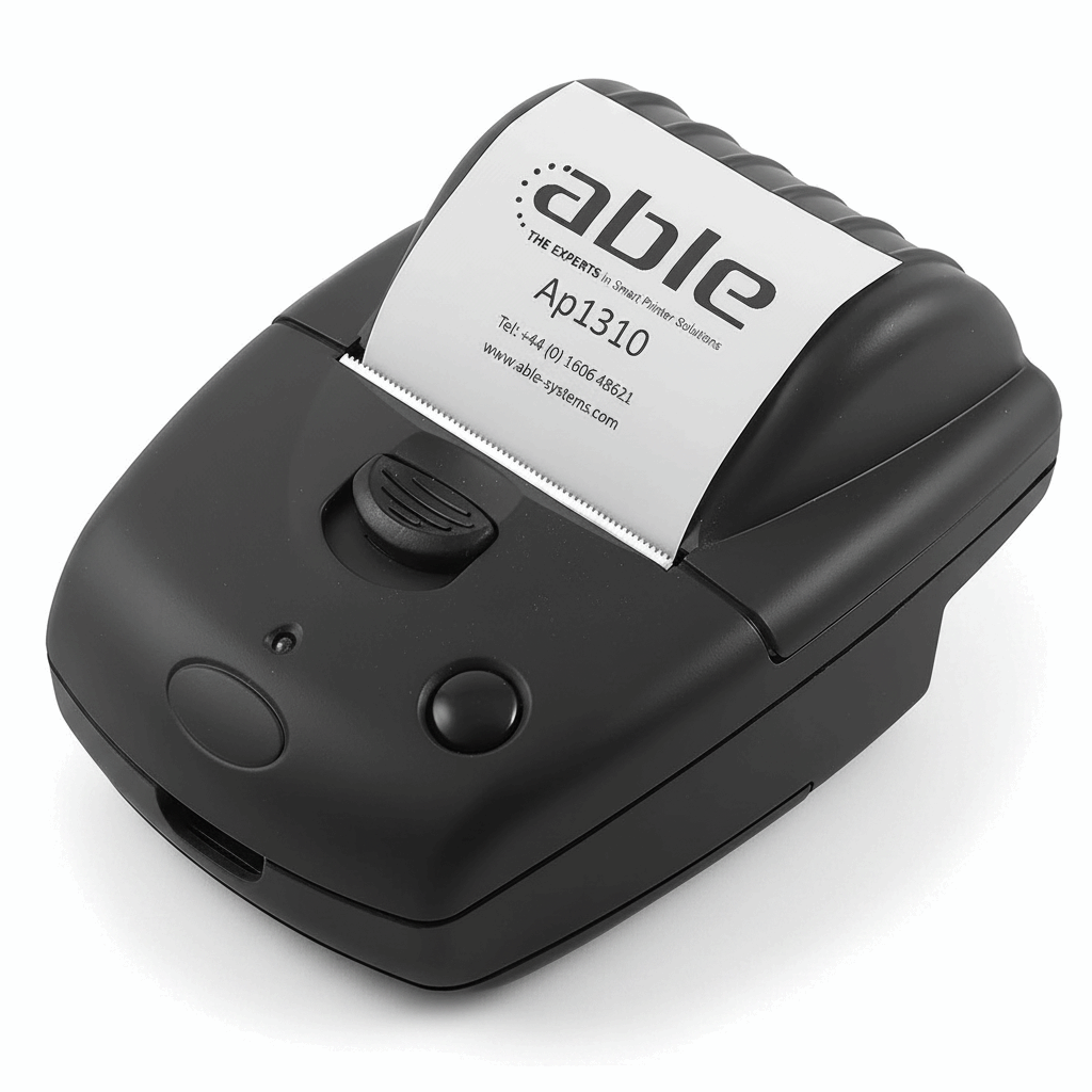 Compact ABLE Ap 1310 Thermal Printer on White Background