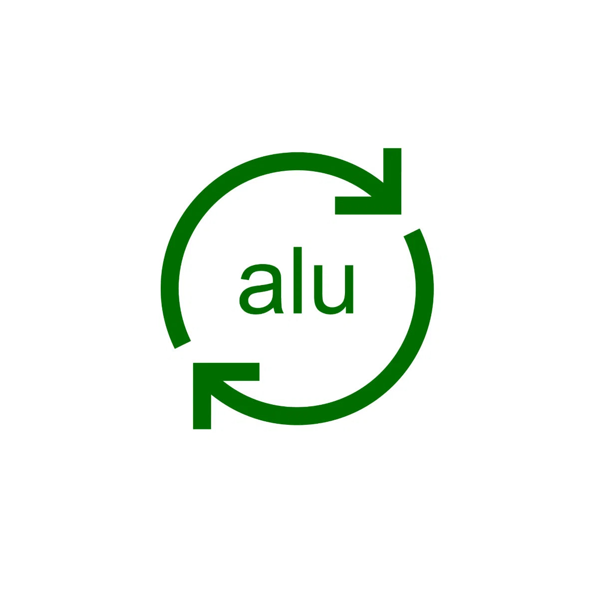 Green 'alu' logo with circular arrows on a white background