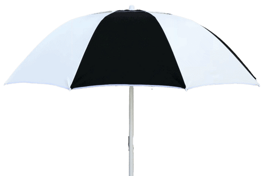 Black and white Bookmakers umbrella on a gray background