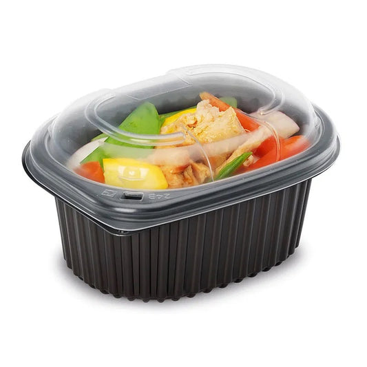 16oz Black Microwave Containers for Meal Prep & Takeaway