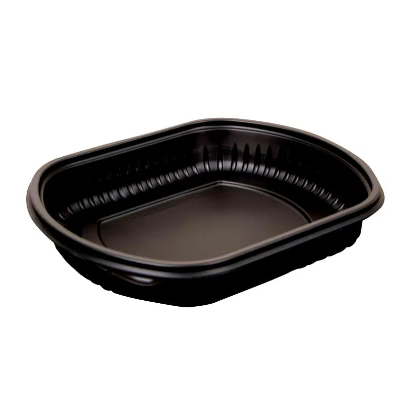 CTC341-34oz Black Microwavable food container on a white background
