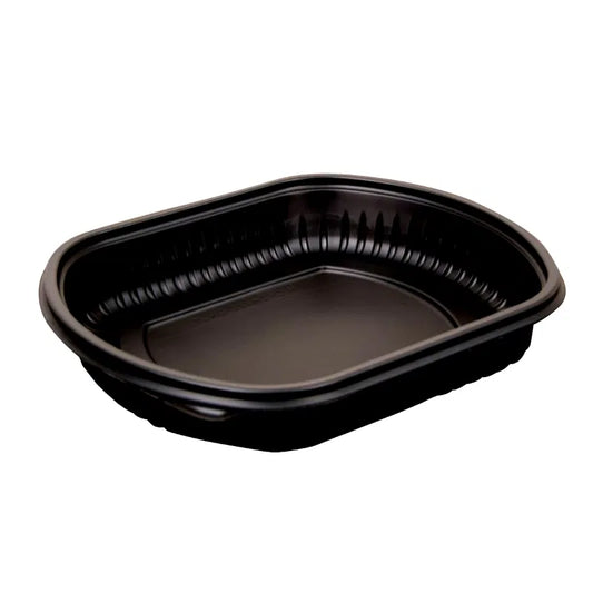 CTC341-34oz Black Microwavable food container on a white background