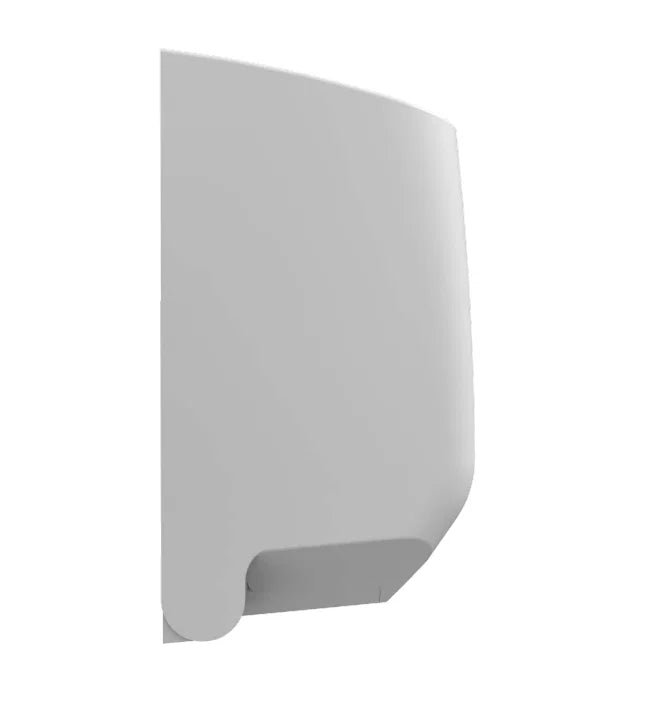 side view of a White wall-mounted Centrefeed Dispenser on a white background