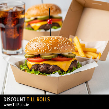 #8 Kraft Burger Box | Compostable Clamshell Packaging Ireland (250/Case)