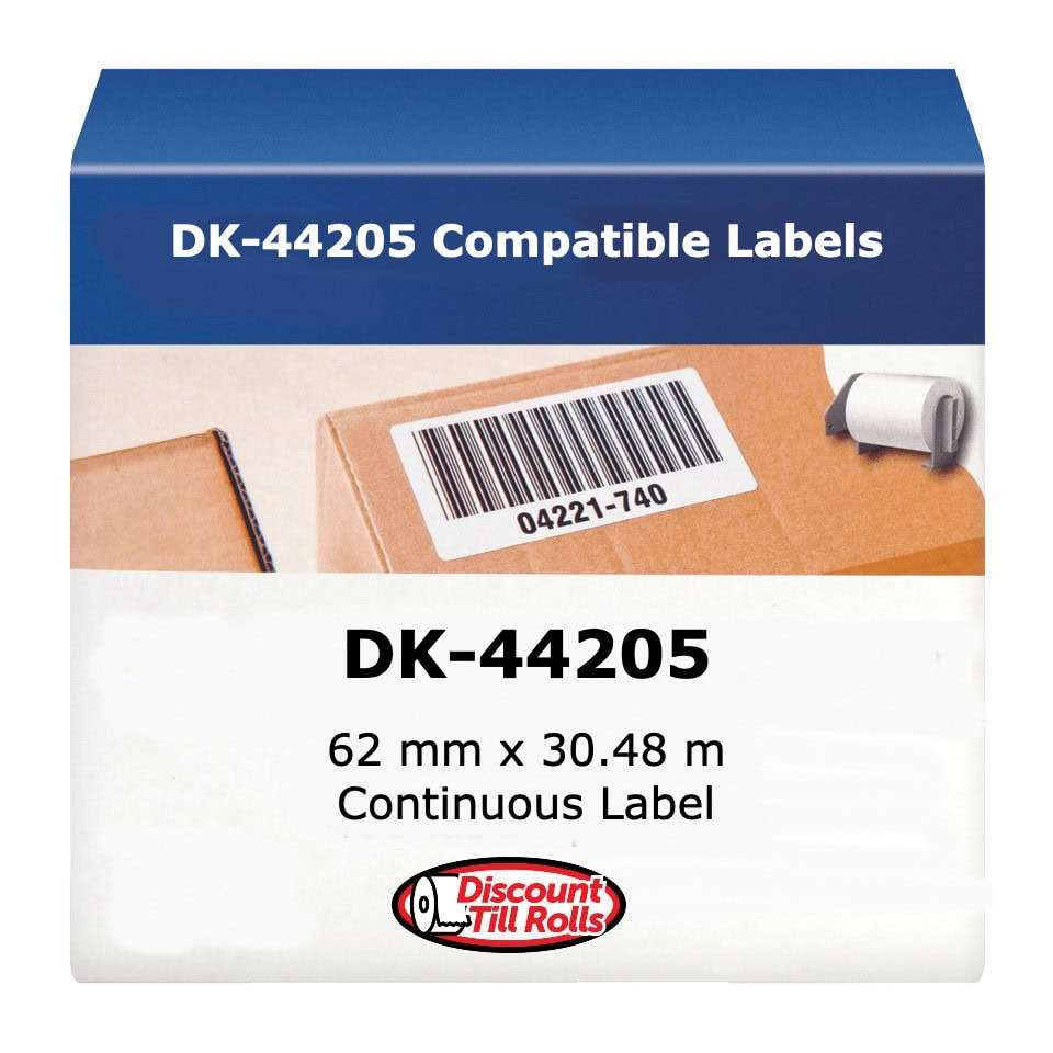 Brother DK-44205 Removable Labels - 1 Roll - 62mm x 30.48m from €5.99 per roll