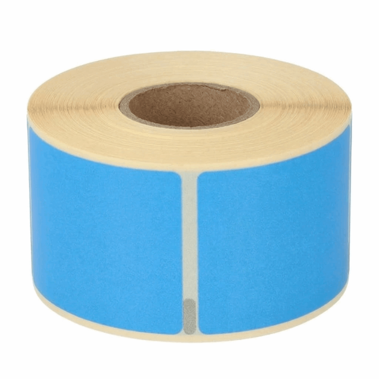 Roll of DYMO 99012 blue labels on a white background