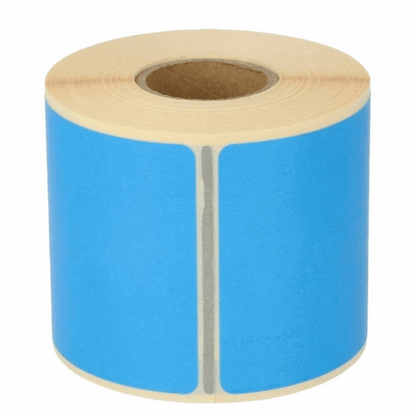 Roll of Dymo 99014 blue labels on a white background