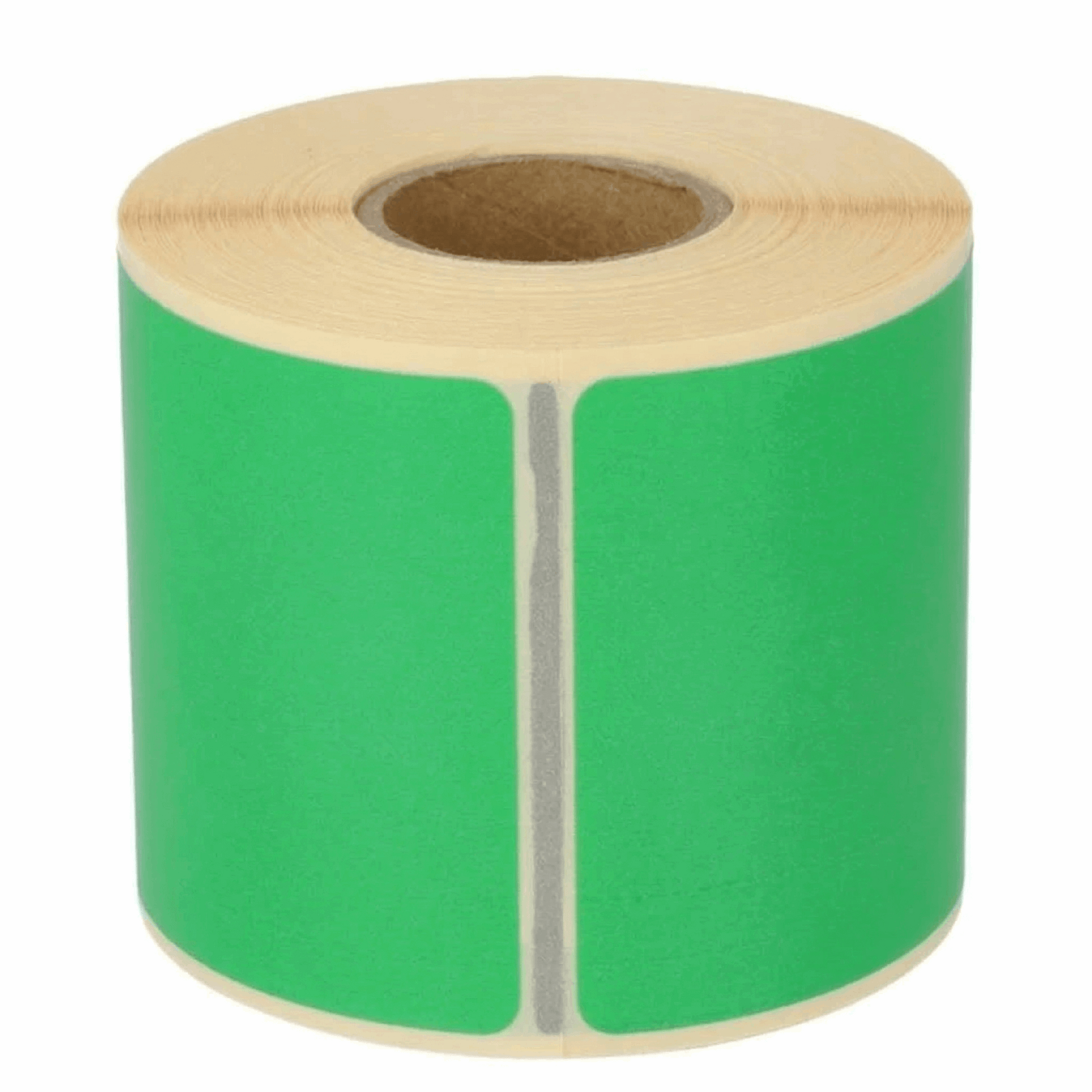 Roll of Dymo 99014 green labels on a white background