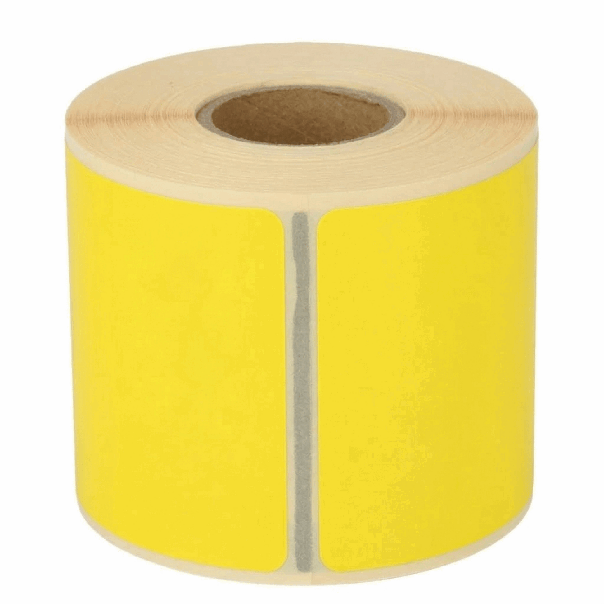 Roll of Dymo 99014 yellow labels on a white background