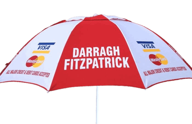 Daragh Fitzpatrick Red/White Racecourse Umbrella for Bookmakers
