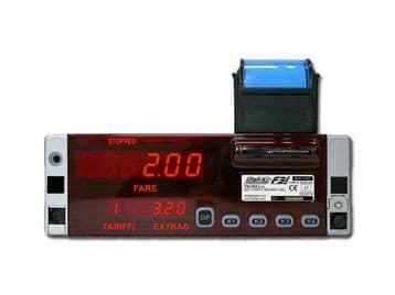 Digitax F2 meter with display and buttons on a white background