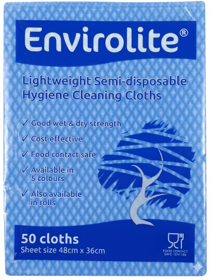 Envirolite Folded Cleaning Cloths blue and box on a white background