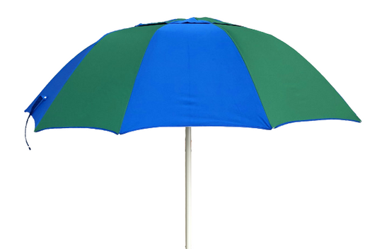 Green and blue bookmakers umbrella on a white background