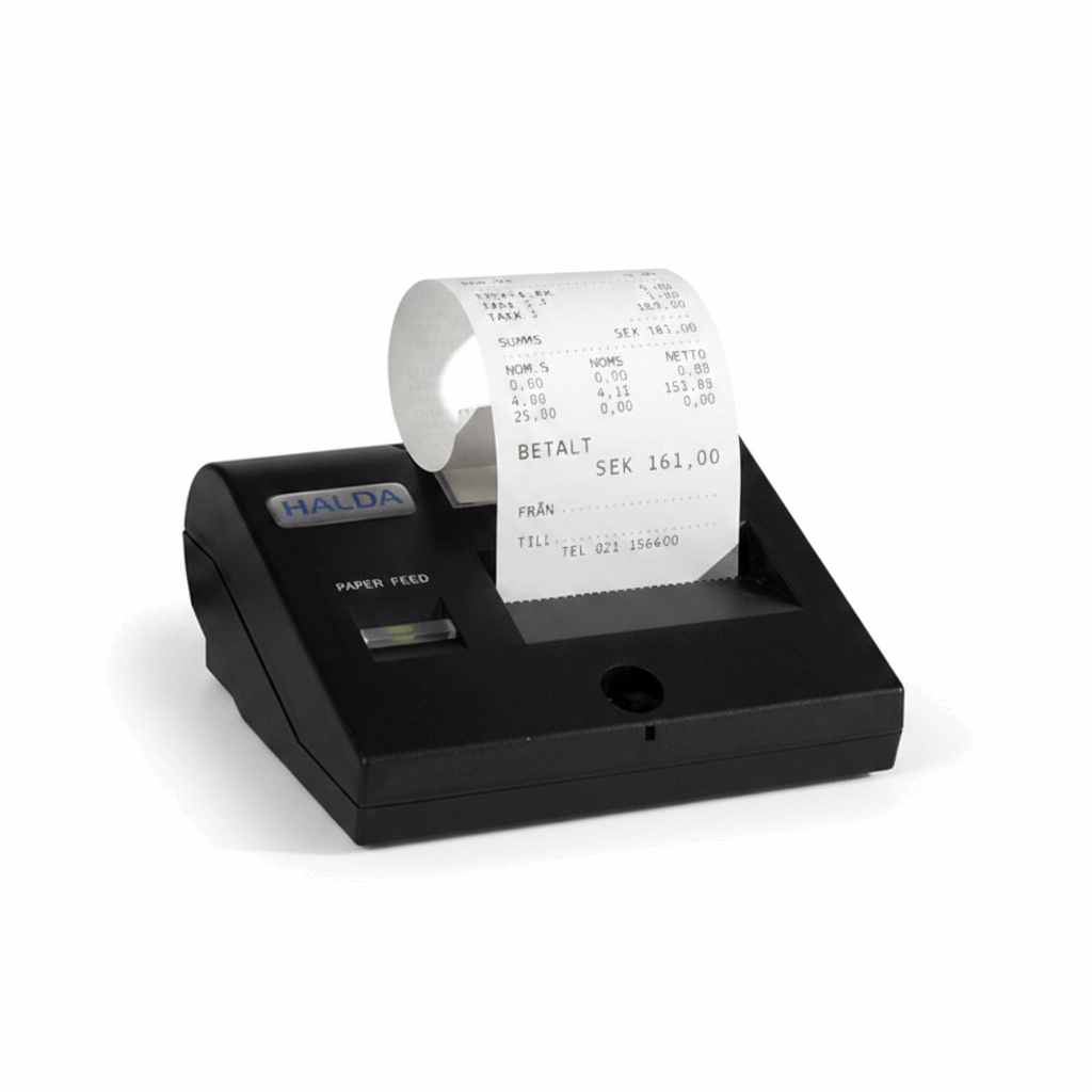Halda P12 Thermal Taxi Printer on White Background