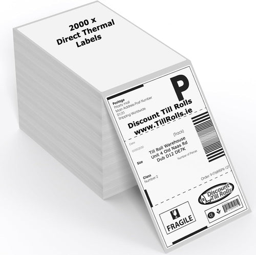 Zebra Compatible 4×6 Fanfold Labels | 102×152mm | 2,000 Labels | Direct Thermal Ireland