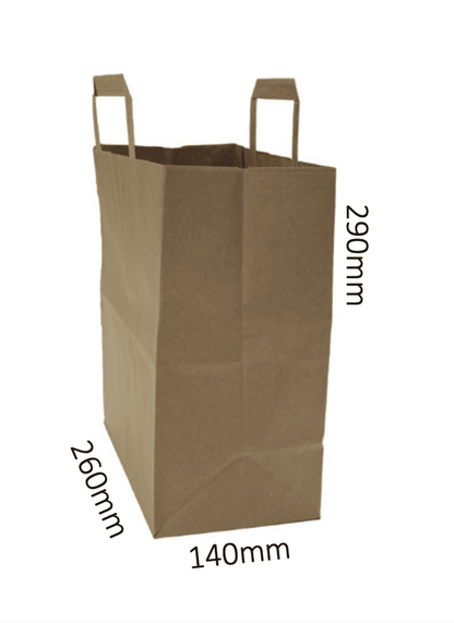 Large Brown Kraft Bag with Handle | 260x140x290mm | 250 Pack | FREE Ireland Delivery
