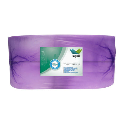Logic8 Jumbo Toilet Paper Rolls (JT2) 3" Core 300m (6 Rolls)