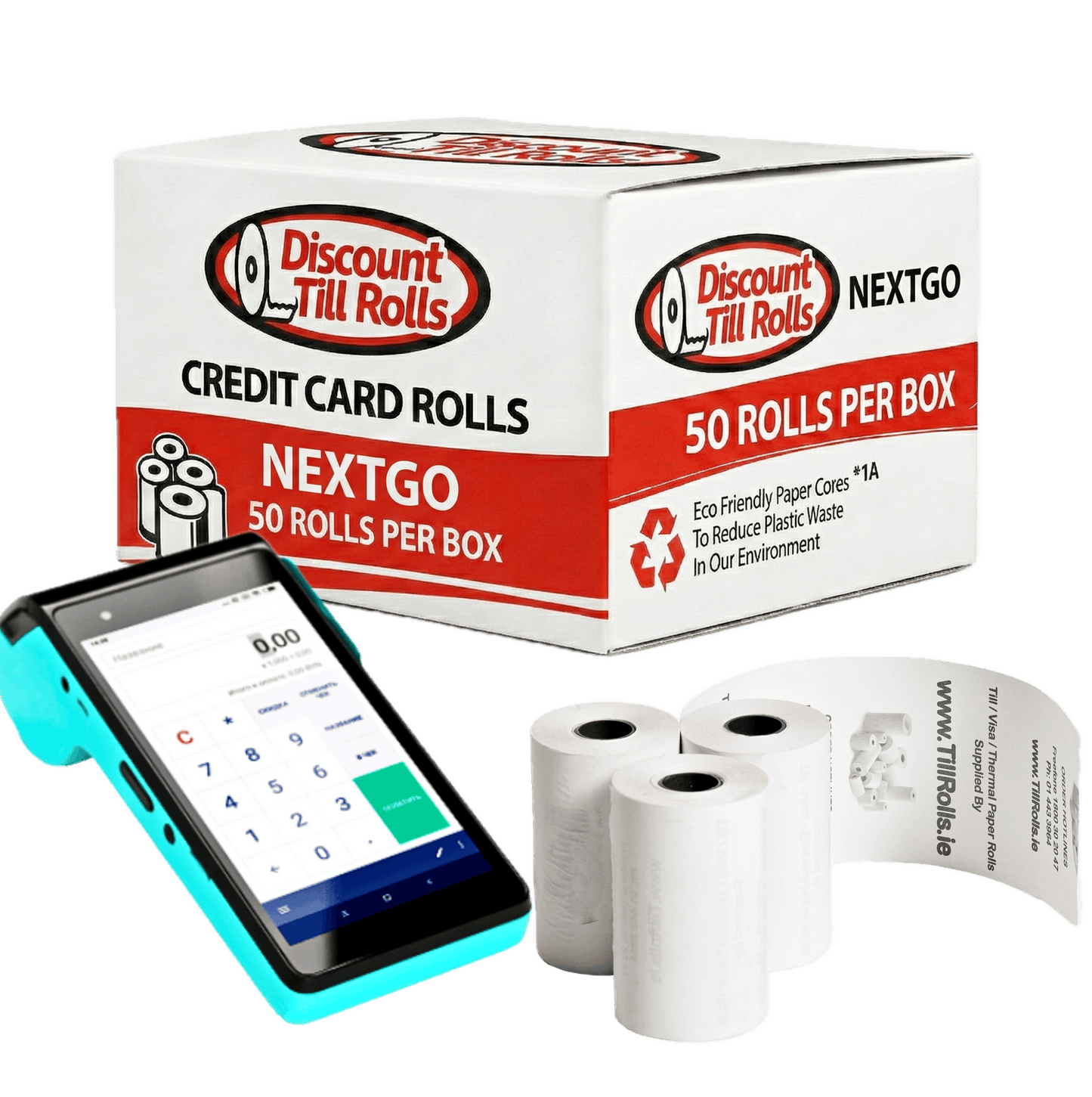NEXTGO N5 Credit Card PDQ Rolls – 57x40mm BPA-Free Thermal Paper | Free Next Day Delivery Ireland
