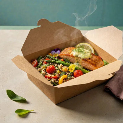 Kraft No.12 Biobox 34oz | 240 Boxes/Case | Food Containers Ireland