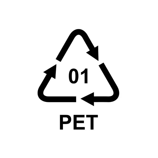 Recycling symbol for PET (Polyethylene Terephthalate) on a white background