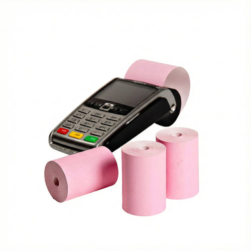 Pink Credit Card Rolls 57x40mm – Pink Thermal Paper Rolls Coreless (20 Roll Box)