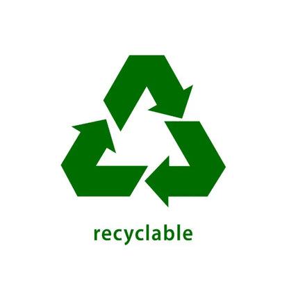 Green recycling symbol with 'recyclable' text on a white background