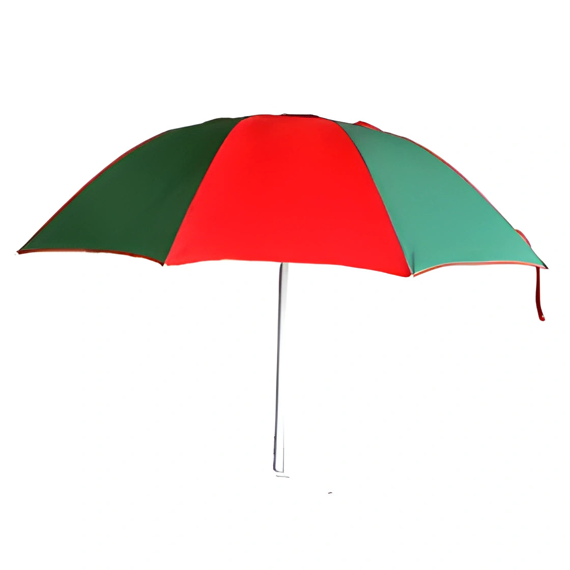 Red and green racecourse bookmakers umbrella on a white background