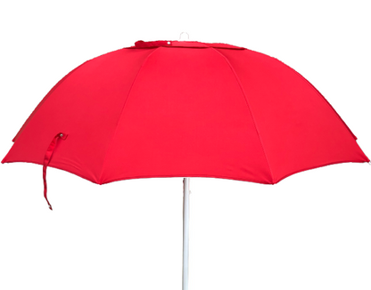 Red Bookmakers rececoure umbrella on a white background