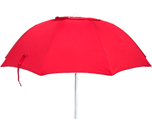 Red Bookmakers rececoure umbrella on a white background