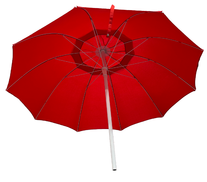 Inside view of a Red bookmakers umbrella on a white background